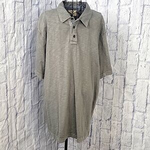 TRUE GRIT 3 Button Up Short Sleeves Gray Polo Men's‎ Shirt XXL